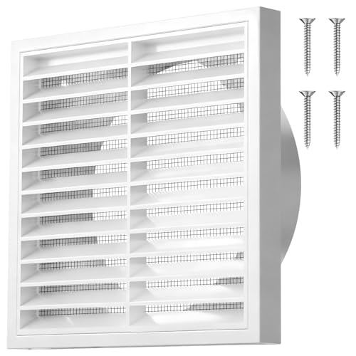 Lüftungsgitter 100mm,Lüftungsabdeckung,Abluftgitter,zur Be und Entlüftung,Lüftungsgitter Rechteckig,Weiß,Abzüge Gitter,für Klimaanlage Garage...