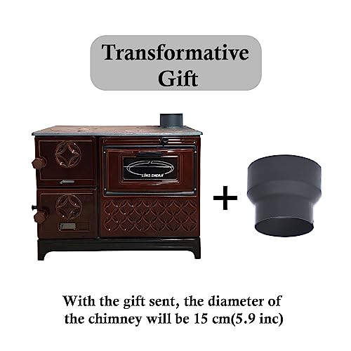 Cast Iron Stove with Oven | Cast Iron Fireplace | Baking Stove Cooker Stove Warming Stove | Tiny House Stove Cabin Stove (Brown Cast Iron Stove) - Thumbnail 3