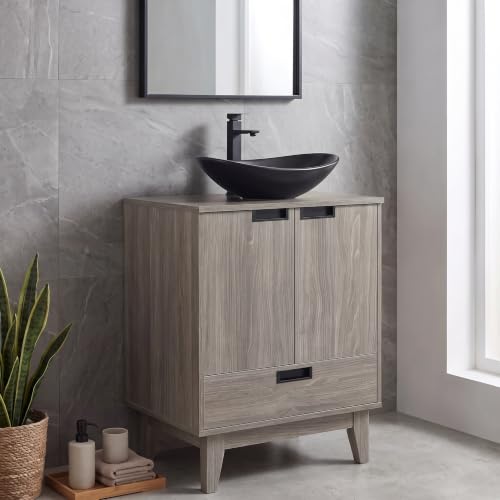 24'' Bathroom Vanity with Sink, Freestanding Bathroom Cabinet, Gray Oak