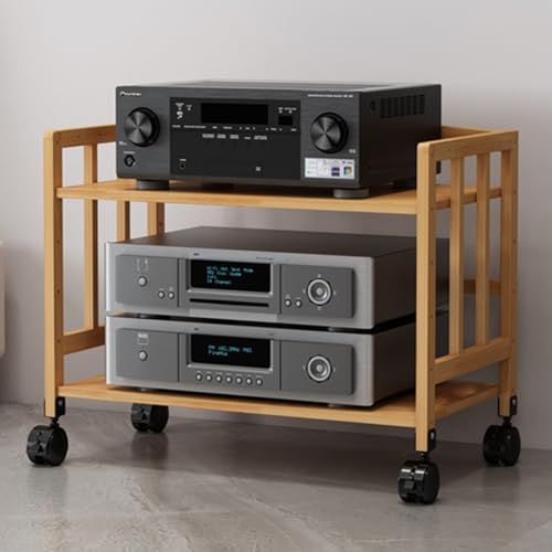 Support audio en bois et meuble stéréo mobile à 2 niveaux pour votre salon