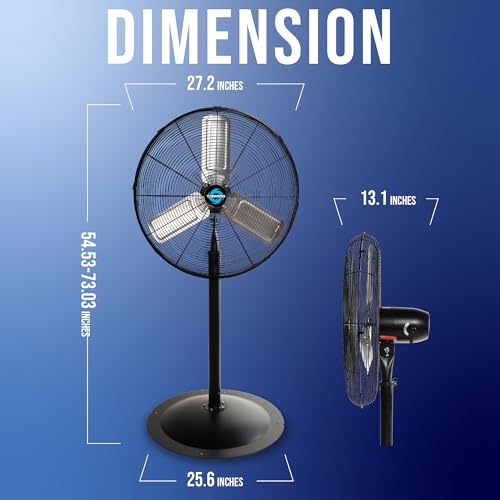 Image of Tornado 24 Inch High Velocity Stationary Non-Oscillating Metal Pedestal Fan Commercial, Industrial Use 3 Speed - 7600 CFM 6.6 FT Cord UL Safety Listed