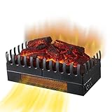 FULEIWO Electric Fireplace Insert Log Heater 750/1500W, Adjustable Brightness Charcoal Bed Realistic Flame Fireplace Decor for Living Room Bedroom 120V Black
