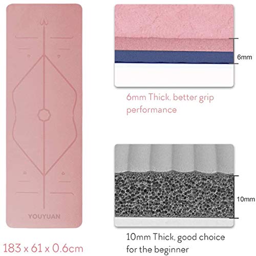 image for YOUYUAN Yoga Mat, 6mm Non-Slip Yoga Mats for Women, Exercise Mat with 