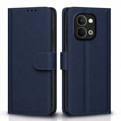 Image of Cover for Vivo T5x 5G / Y51 Pro 5G / iQOO Z11x 5G, Wallet Style, Leather Finish, Magnetic Closure, Inbuilt Stand, Card Pocket (Blue)