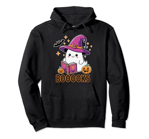 Books Ghost Boooks Halloween Reading Librarian Teacher Book Sudadera con Capucha