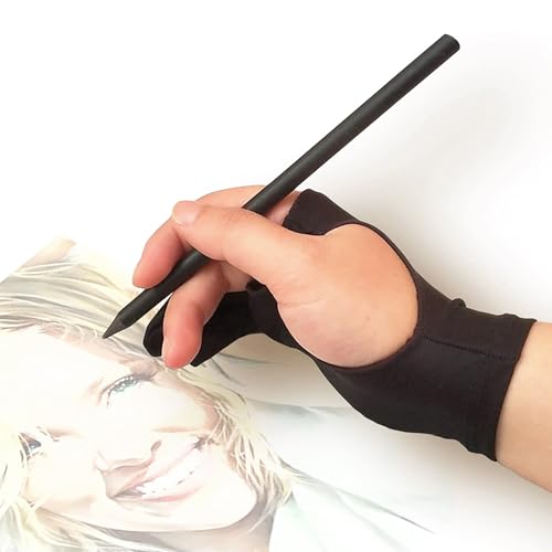 MMOBIEL Guante de Dibujo Digital   Guante de Artista para Tableta Gráfica, Bocetos en Papel, etc.   Guantes de Dibujo de Dos Dedos para Mano Derecha e Izquierda   Talla Medio   Modelo B