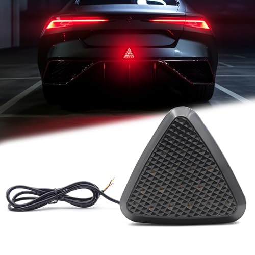 Car Rear Brake Stop Light, 12V Universal Triangle Tail Light Indicator for Car SUV Motorcycle (Black)