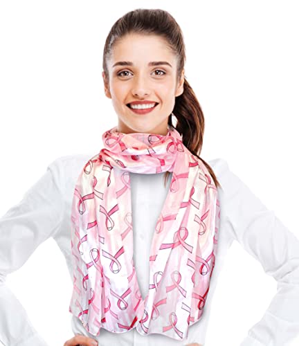 CBC Crown Women Lightweight Pink Ribbon Breast Cancer Awareness Accessories Silk Feeling Satin Striped 13