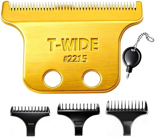 2215 Replacement T Wide Blades Compatible with Wahl 5 Star Detailer Li Trimmer(8081) and (8171) - Adjustable Stainless-steel Zero-Gap Trimmer Blade ((1PC-Gold)