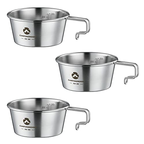 キャンピングムーン(CAMPING MOON) キャンプ用 コップ ステンレス シェラカップ 深型 360ml 3点セット S-360-3P