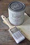 Photo Gallery vintage paint brush 700384 - pennello professionale piatto 2, larghezza 5 cm, in acciaio inox con collegamento in vero legno, per pittura a gesso e cera