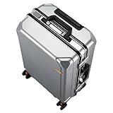 EIEAWEPLI Equipaje de viaje con ruedas, equipaje de mano de carcasa dura con puerto de carga USB, maleta grande a cuadros para viajes de negocios, vacaciones, gris (silver gray), 22 pulgadas, Equipaje