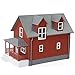 HO Scale Model Building 1:87 Residential Modern House Assembled Architectural for Model Train Layout Diorama JZHO01 (Red)
