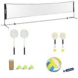 Soozier 17ft Portable All-in-One Badminton Set, Pickleball and Volleyball Net, Height Adjustable Outdoor Sports Set for Backyard Beach Driveway Games