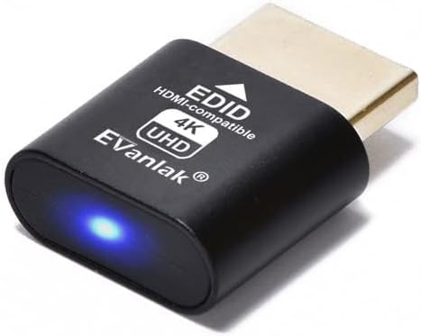 EVanlak HDMI Dummy Plug Headless Ghost Display Emulator Aluminum PC（Fit Headless-3840x2160@60H 3RD）-1Pack