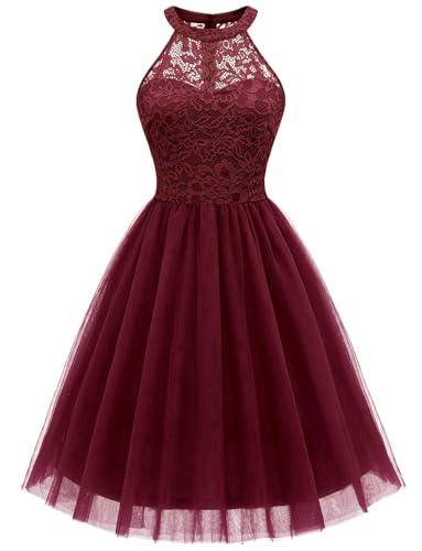 Image of Dressystar Women's Sequin Short Prom Dress Sparkly Halter Tulle Cocktail Party Homecoming Dresses