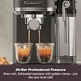 Hamilton Beach Espresso Coffee Machine, BaristaPro+ 8-in-1, Compact Stainless Steel, LCD Touch Screen Control, Integrated Milk Frother, 20-Bar Pressure & Fast Heat, Hot & Iced Coffee, Black - HBC7210B - Image 6