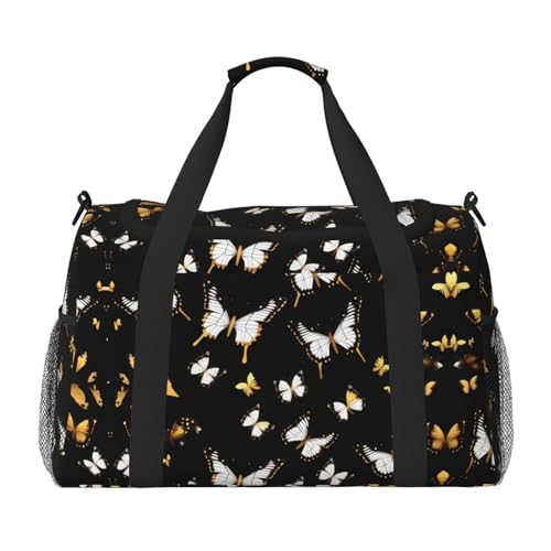 Sac de sport papillons dorés et noirs : l'élégance des finitions