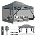 Produktbild COBIZI Pavillon 3x4,5,Faltpavillon 3x4,5 Wasserdicht Stabil,Pavillon Faltbar Anti-UV mit Mesh-Seitenwände,Pavillion für Camping Events, Partyzelt Gartenzelt mit Tragetasche(3 mal 4,5m Grau)