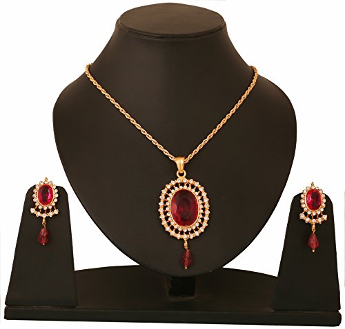 Image of Touchstone Indian Colorful Delicate Desire Traditional Exclusive Designer Jewellery Pendant Sets for Women