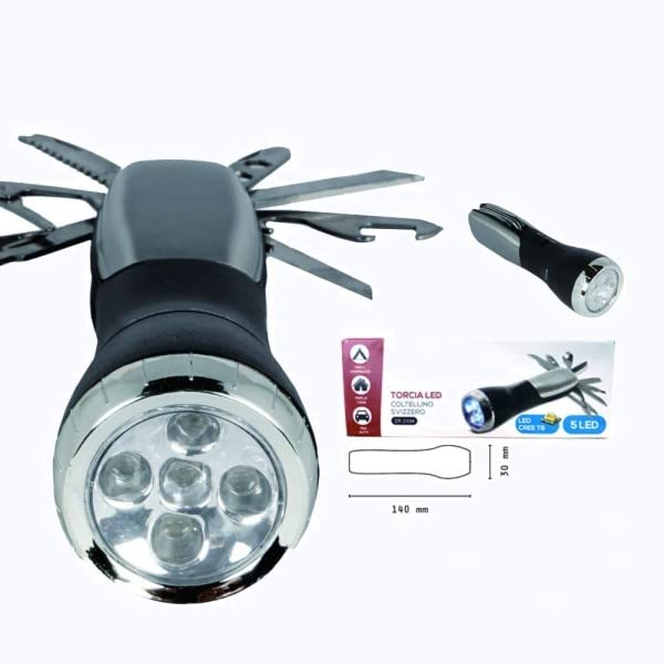 Soddisfatti o Rimborsati!!! OISE ART STORE Trade Shop - Torcia LED CREE T6 5 LED Ricaricabile con Coltellino Svizzero Campeggio Dt-2104