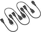 AKIRARI 電源延長コード 電源タップ 1個口 すっきり配線 15A 1500W 0.1m～10mまで選べる 耐寒 耐熱 トラッキング 火災予防絶縁キャップ 延長ケーブル 延長コード ACアダプタ用 スイングプラグ ソフト 電源増設 RoHS 省スペース (ブラック色, 0.3m, 5本)
