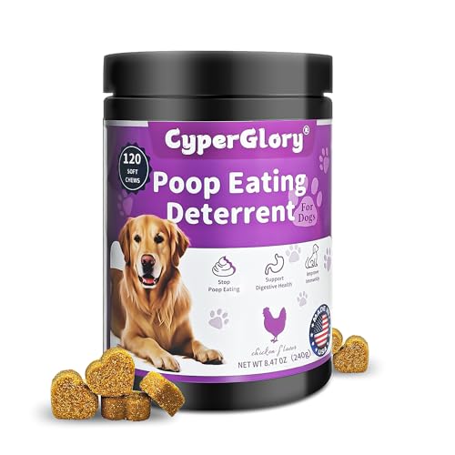 CyperGlory No Poop Chews for Dogs - 120 Chews Stool Eating Deterrent with Probiotics & Digestive Enzymes Supplement - Teeth Health & Immune - No Poop Eating Deterrent for Dogs - Made in USA