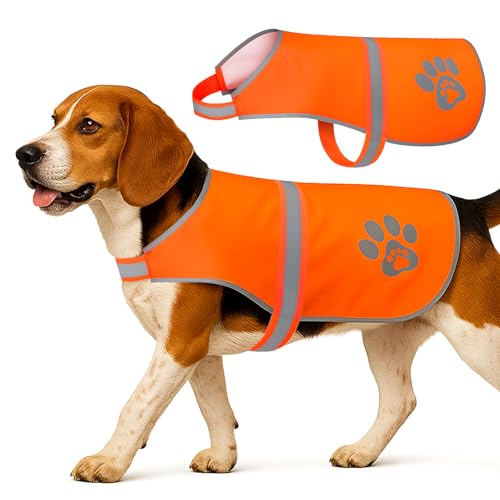 Kivan Base Dog Safety Vest, Orange Dog Harness Reflective with High-Visibility Reflective Strips, Secure Hook and Loop Closures for Small to Large Dogs, Easy On/Off, Orange (Large)