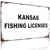 Kansas Fishing Licenses Metal Sign Fishing Wall Decor 8 x 12 Inch