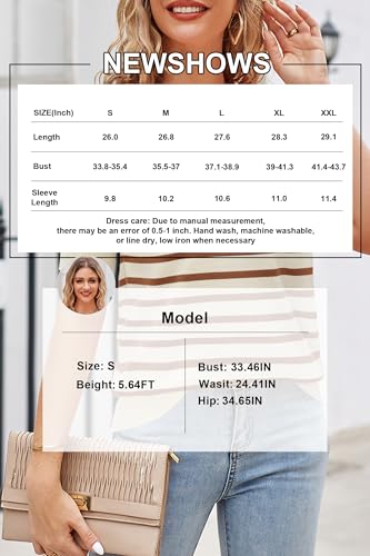 Image of Newshows Women's Sweater Short Sleeve Summer Fall Casual Business Shirts | Stretchy, Breathable, Lightweight, Summer Casual Sweater for Business 2026, Crewneck Dressy Tops, Daily Pullover, Work