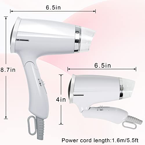 Folding Hair Dryer Compact Travel Blow Dryer Professional Salon Hair Dryer Small Hair Dryer 3 Heat Settings Lightweight Mini 8X7Inch For Men And Women #TOP1