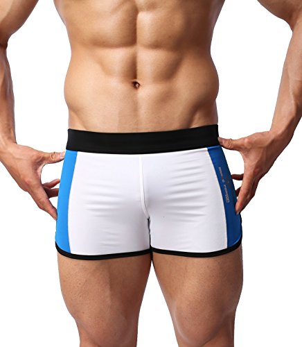 BRAVE PERSON Men's Fashion Boxer Briefs Sports Shorts Swimming Trunks Bj1003 (M, White)