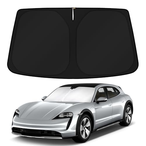 KUST Windshield Sun Shade for 2020-2024 2025 2026 Porsche Taycan Sedan Accessories Custom Fit Sunshade Sun Visor Protector Foldable Blocks UV Rays Keep Your Car Cooler
