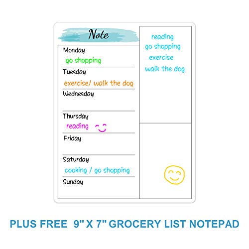 Dry Erase Fridge Magnetic Calendar - White Board Magnetic Calendar For Refrigerator Magnetic Calendar Kitchen Decor, 15"X 11.5", Calendar With Thin Protective Film And Grocery List Magnet Pad #TOP1