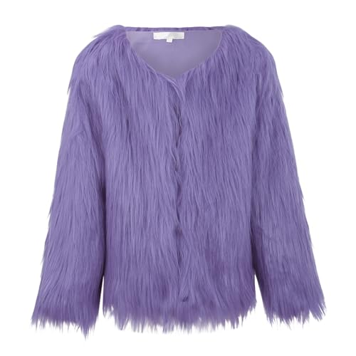 Girls Faux Fur Jacket Coat Toddler Baby Kids Fall Winter Snowday Thick Warm Fashion Cool Long Sleeve Fuzzy Clothes