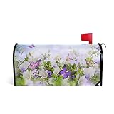 WOOR Butterfly Flying Flowers Garden Magnetic Mailbox Cover MailWraps Garden Yard Home Decor for Out