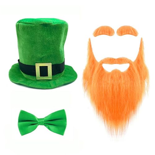 MZRAN StPatrick Day Barba Hat Bowtie Costume Set per riunioni di famiglia Carnevale Festa Celebrazione Puntelli Irlandese Holiday Supply