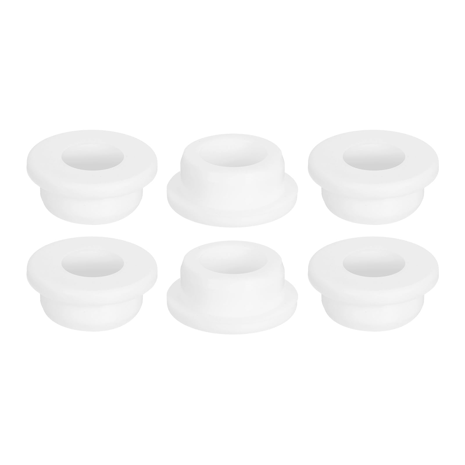 sourcing map 6Pcs Rubber Grommets 26mm Drill Hole, 17mm ID Hole Top Hat Grommet White Silicone Rubber Hole Plug Gasket for Wiring, Automotive