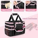Tool Tote Bag for Women,Tool Storage Organizer with Double Layer | 12-inch Pink Tool Box with Detachable Divider, Padded Handle, Multiple Pockets, Ideal for Electrician, Carpenters, Repairman