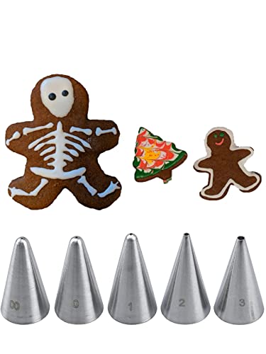 Halloween Cookie Decorating: Piping and Flooding 101 3 Small Piping Tips for Writing Detail,Icing Tips for Cookie Decorating,Round Tips #2,#00,#0,#1,#3 for Cakes Cupcakes Cookies Royal Icing