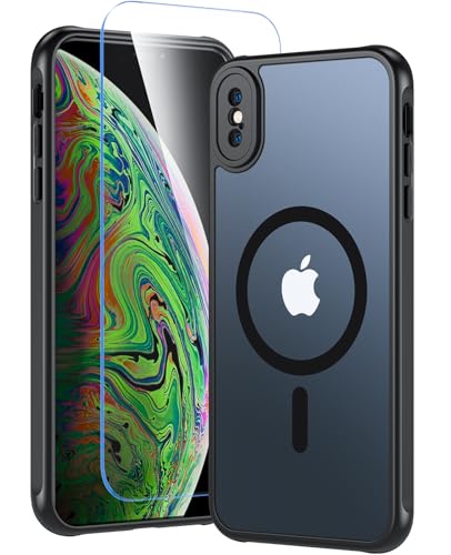 Coque magnétique pour iPhone Xs Max de qualité militaire robuste et douce au toucher
