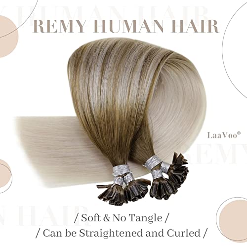 Ombre U Tip Hair Extensions Real Human Hair Pre Bonded Utip Hair Extensions Brown Balayage Blonde Hot Fusions Hair Extensions Remy Straight Silky Straight 20 Inch 1G/1S 50G/Pack #TOP1