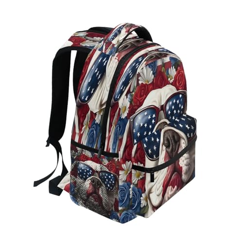 Rose Flower Bulldog British Flag Backpack for School Boys Girls Adults Kids Bookbag Laptop Bag 18L2