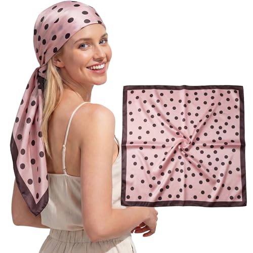 RIIQIICHY Head Scarf for Women 35" Square Hair Wrapping Silky Feel Printed Scarves Top Bag Accessory C005