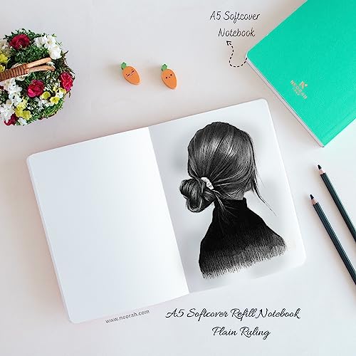 Image of NEORAH - A5 Notebook SOFT COVER | Organiser REFILL | Unruled Notebook Journal | 110 GSM | 160 pages (Size 21 cm x 14.8 cm) Planner Journaling Writing Note Taking Diary, Travellers Journal -TEAL