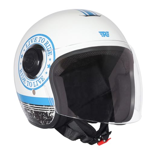 Image of ROYAL ENFIELD Copter Live to Ride Open FACE Helmet White & Blue M