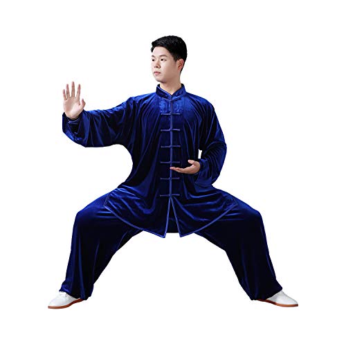 GEGEQ® Tai Chi Chuan Chinesisches Kung Fu Kampfsportkleidung Trainingskleidung Tai Chi Kleidung Naturleinen Leinen Baumwolle Verdickung Plus Samtanzug für Männer und Frauen geeignet (4,XXL) Cover