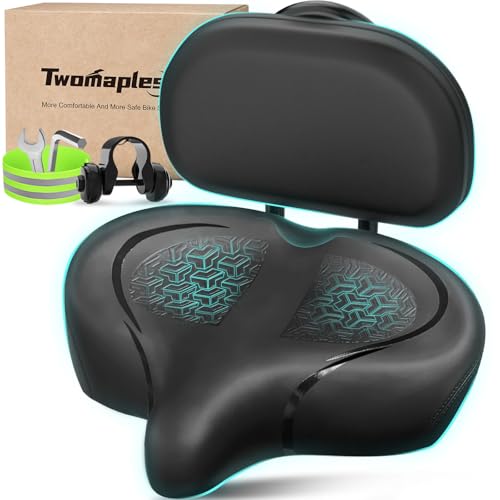 Bike Seat with Backrest Oversized Bicycle Seat with Back Men Women Comfort Bike Saddle Extra Wide Comfortable Electric Tricycle Exercise Cruiser Stationary Bike Seat with Back