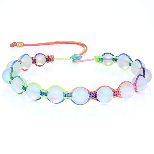 KELITCH Mermaid Moonstone Bracelet Glass Beaded Link Strand Friendship Cuff For Women Bracelet Handmade Fashion Jewelry