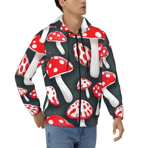 Sweat à capuche manches longues zippé cordon de serrage homme rouge